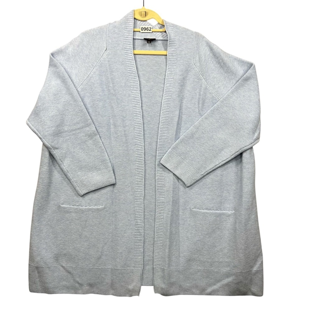 Talbots‎ Wool Cardigan Sweater 3x Women's Pastel Blue Open Front Wool Blend